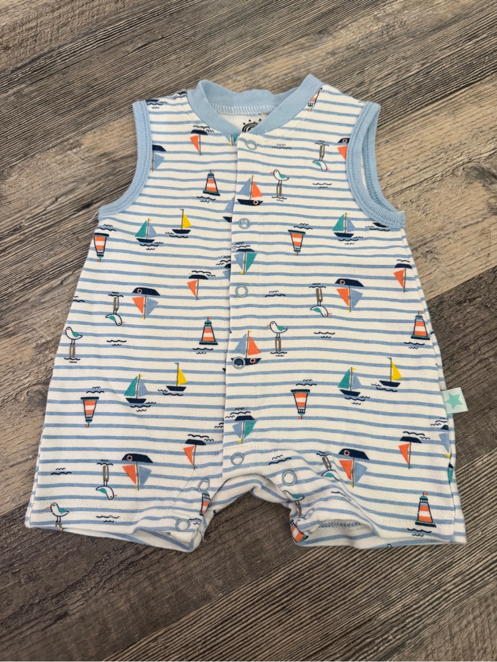 Millie & Myles Nautical Sailboat Sleeveless Summer Romper 3-6 Months Stripes